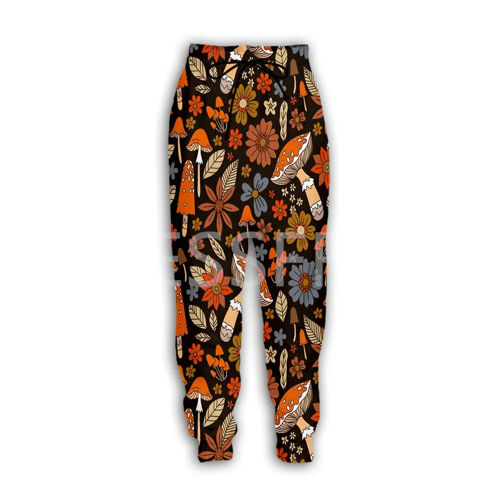 Mushroom Plant Fungus Psychedelic Trippy Tattoo Retro Hippie 3DPrint Streetwear Harajuku Casual Sweatpants Jogger Trousers X5