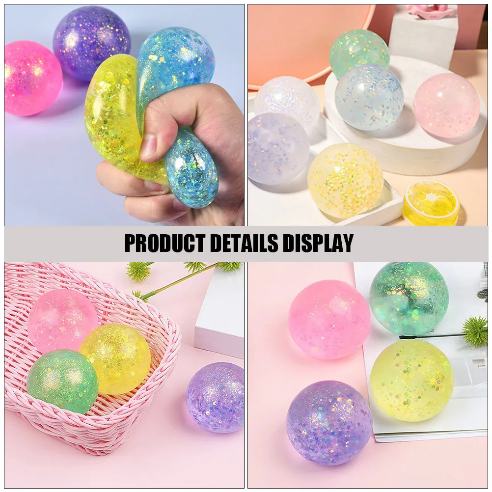 5Pcs Funny Stress-Relief Crystal Squeeze Ball Elastic Pressure Relief Decompression Sensory Ball Small Portable Vent Relaxation