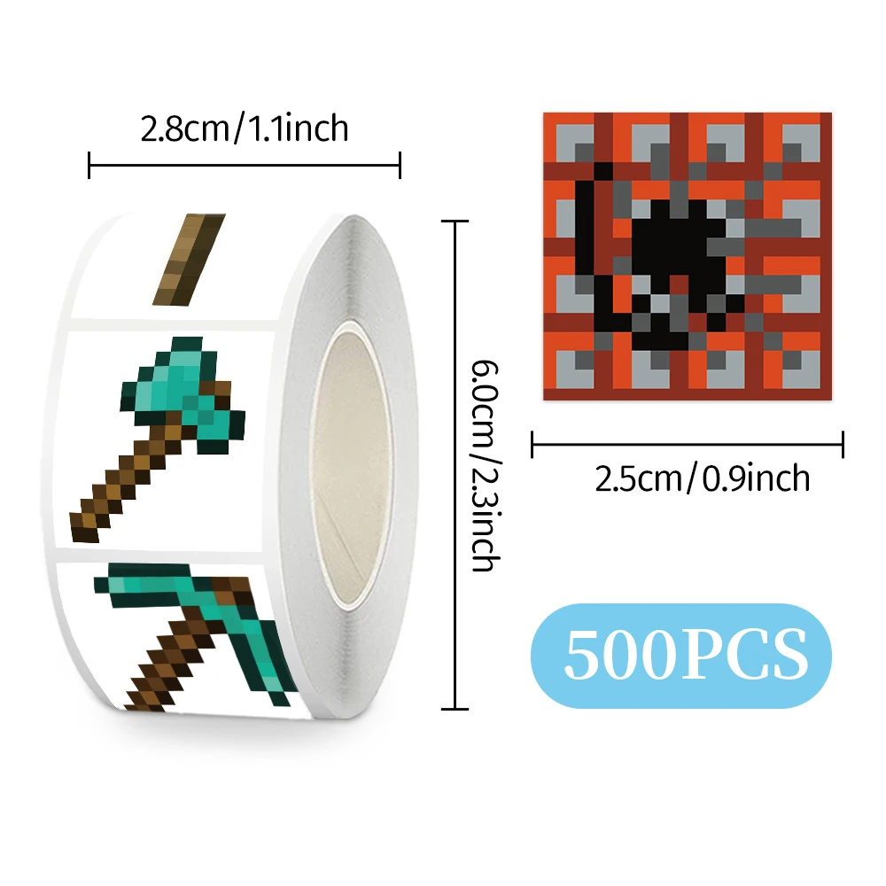 500/1000 قطعة لطيف بكسل لعبة ملصقات لعبة بلدي العالم الشارات للهاتف المحمول حقيبة دفتر سكيت ملصق مضاد للمياه