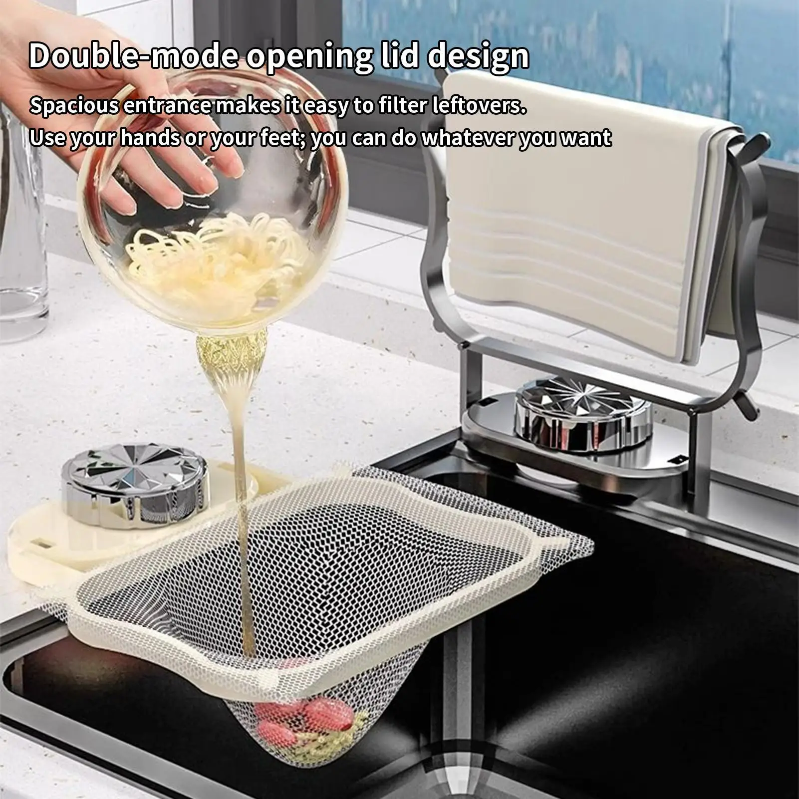 

1Pcs Suction Cup Sink Straine Drainage Rack with Fiter Mesh for Filtering Kitchen Waste Sink Strainer Basket