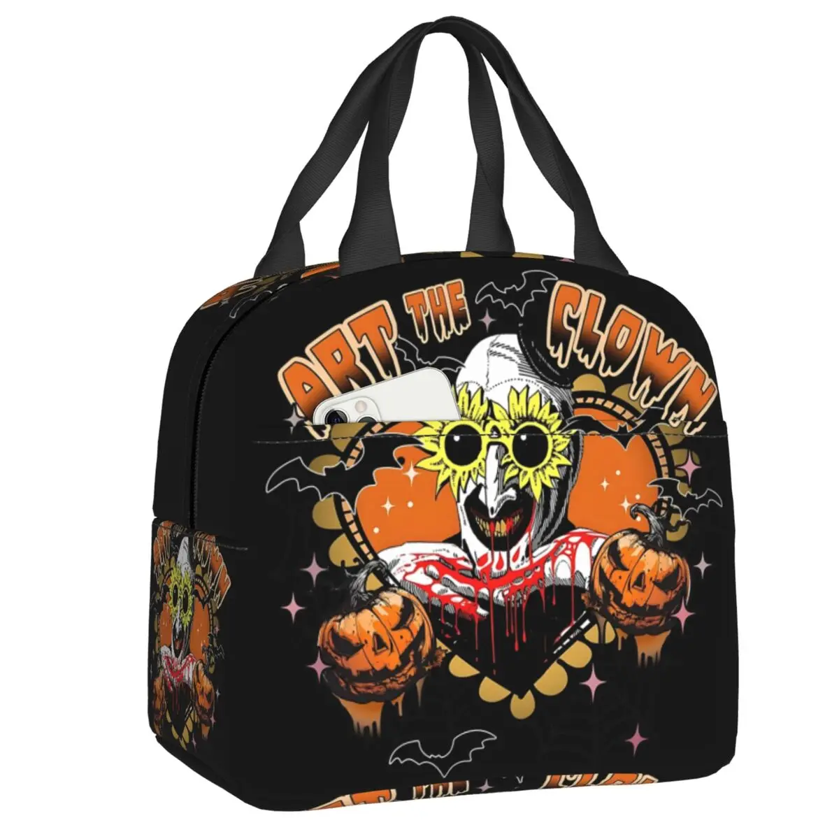 Custom Clown Happy Holliday Halloween Terrifiers Thermal Insulated Lunch Bag Women Resuable Lunch Tote Multifunction Food Box