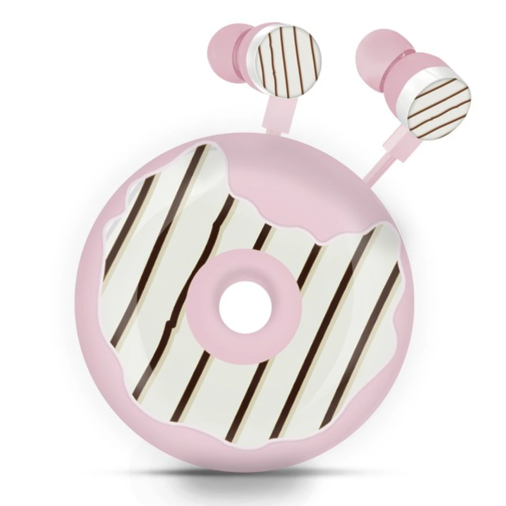 Cartoon Donuts หูฟังแบบมีสายหูฟังพร้อมไมโครโฟน3.5มม.Headphone Stereo น่ารักที่เก็บหูฟังเด็กเด็กเล็กเด็กผู้หญิงของขวัญ