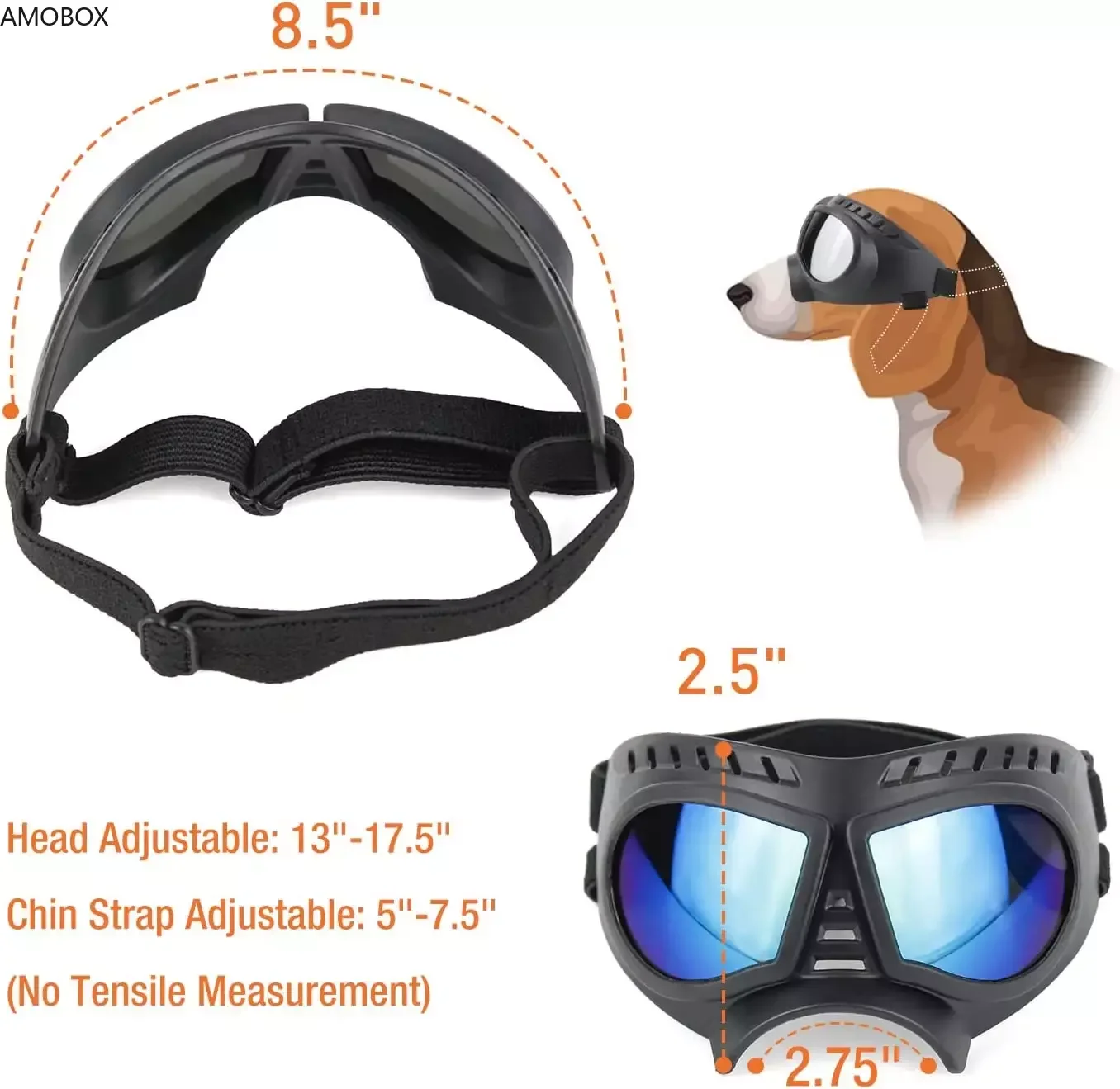 AMOBOX-Soft Dog Goggles, UV Protection Sunglasses, Small Dogs, Windproof, Anti-Fog, Sport Pet Glasses, Waterproof, Snow, New