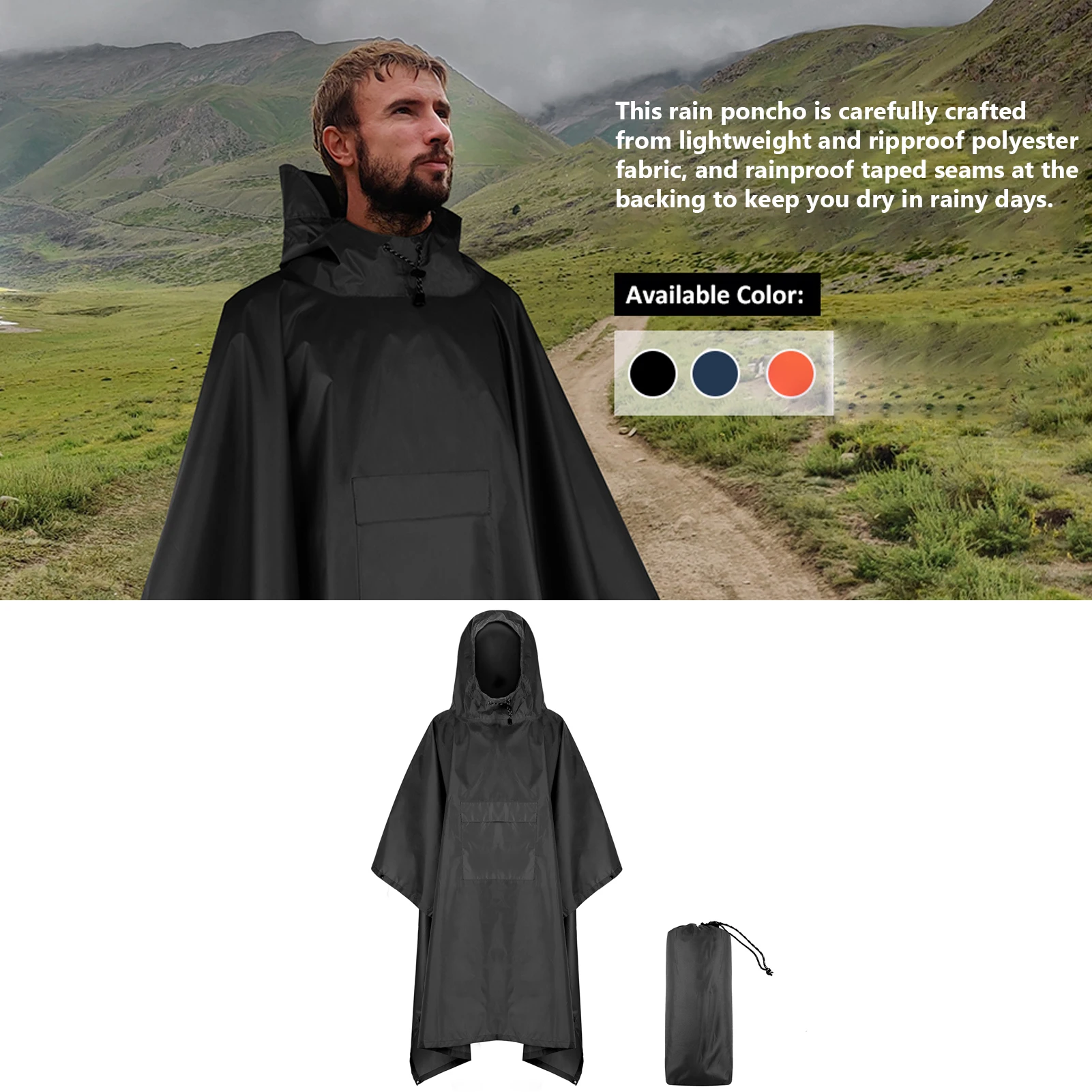 Дождевик-пончо с капюшоном и к – обзор и цена Camping Rain Poncho
