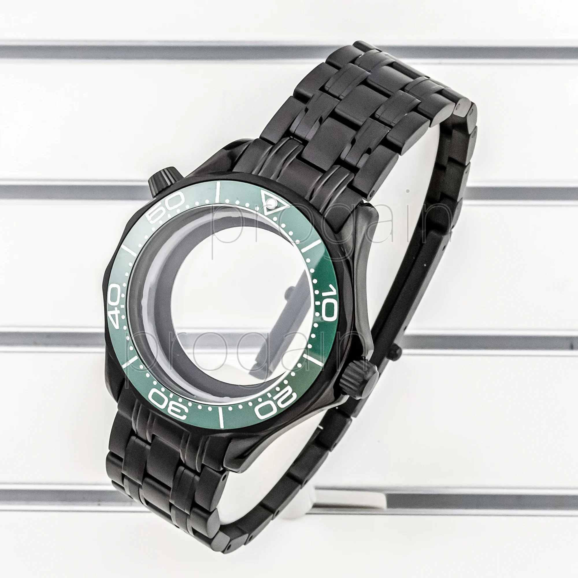 Stainless Steel for Seamaster 300 Case Black Strap 5ATM Waterproof  NH35 NH36 Automatic Movement Watch Accessories Replacements