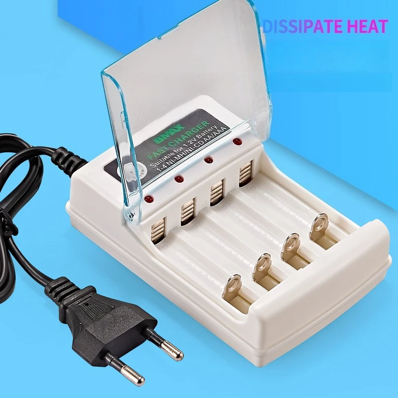 เครื่องชาร์จ 4 ช่อง แบตเตอรี่ Ni-MH AA/AAA 804 # 5 7 แบตเตอรี่แบบชาร์จไฟได้ปลั๊กกลมมาตรฐานยุโรปเครื่องชาร์จ BMAX