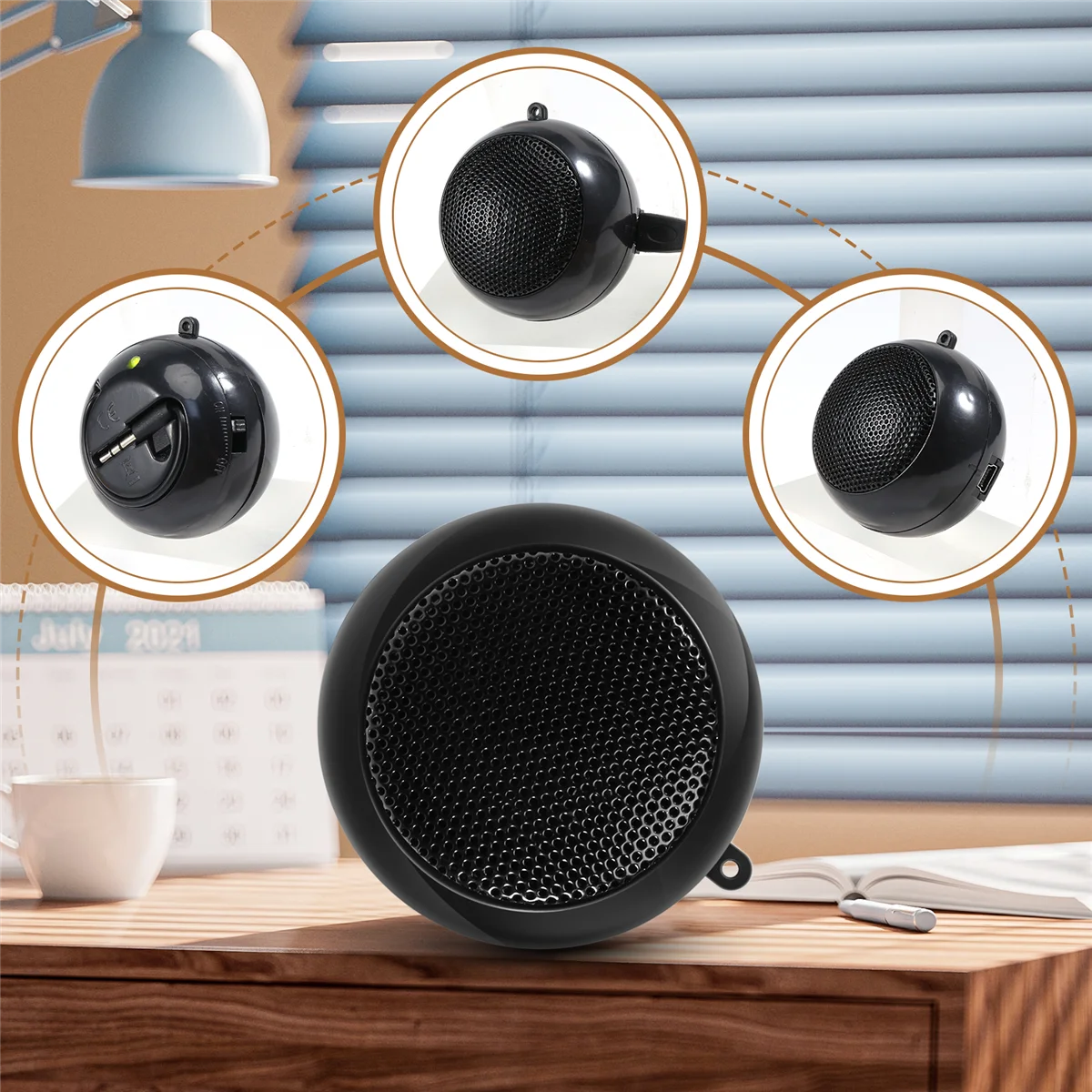 مكبر صوت صغير A46T محمول قابل لإعادة الشحن للسفر مع مقبس سماعة رأس سلكي بمدخل Aux مقاس 3.5 مم