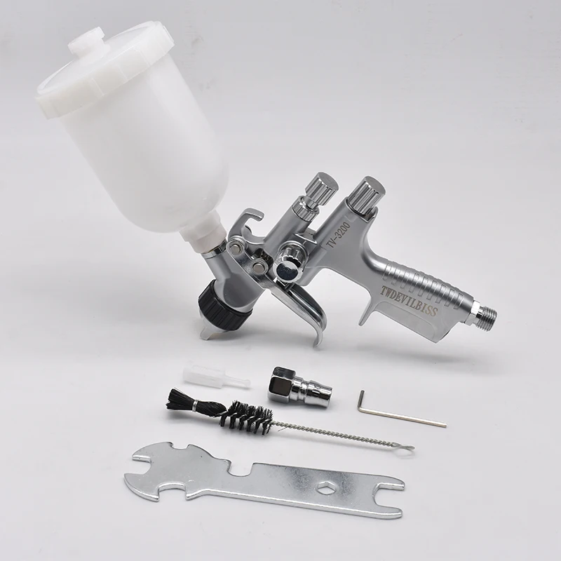 HVLP Spray Gun 0.8mm 1.0mm Mini Spray Gun Car Paiting Gun 250ml Paint Cup Air Spray Gun kit Airbrush, High Atomization Spraying