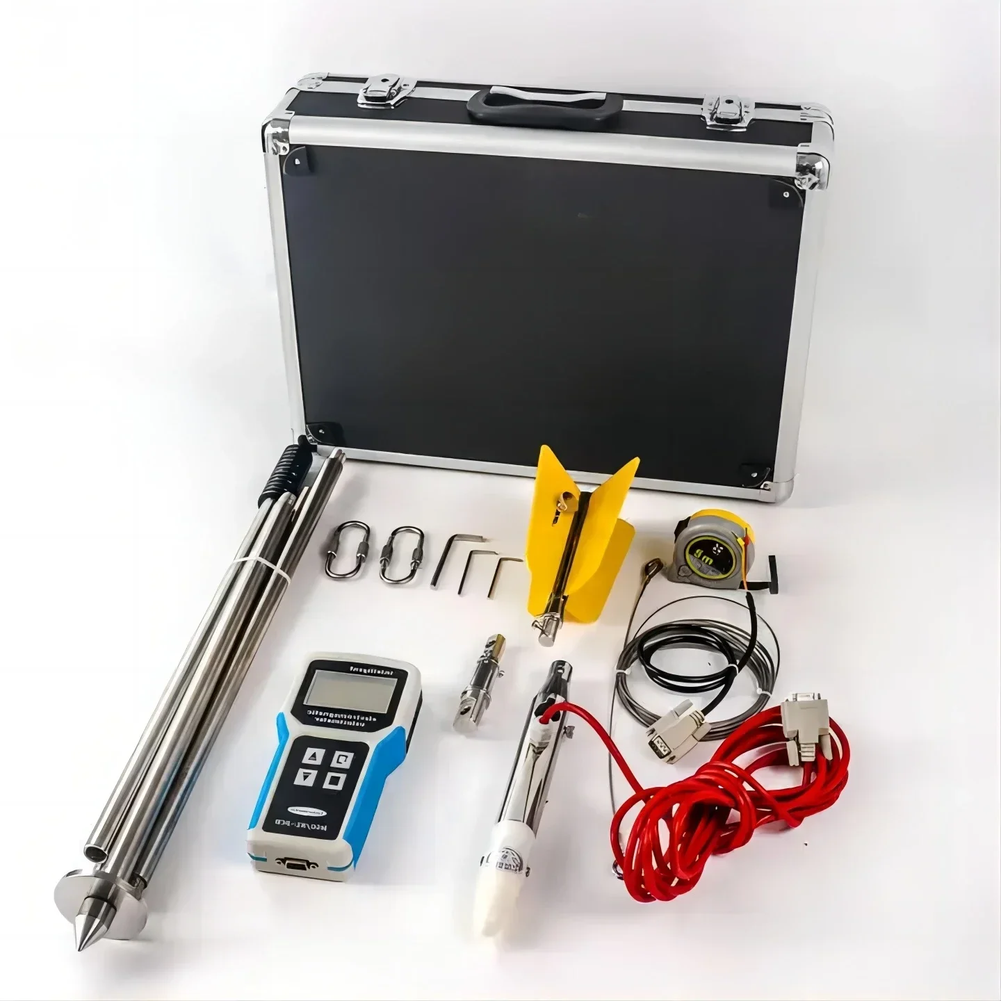 Flow Speed Meter Water Flow Velocity Meter Flow Rate Meter with Speed Range 0.01-5.00 m/s LCD Display Stylus Positioning