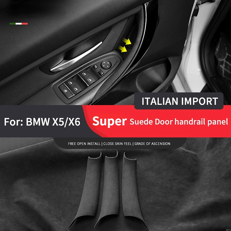 Italy Super Suede Cover for BMW X5 E70 F15 X6 E71 E72 F16 2007-2018 Car Door Handle Pull Protective Interior Trim Accessories