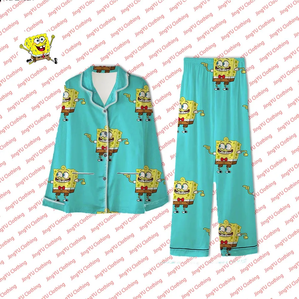 Casual home pajamas couple style fashionable and comfortable SpongeBob cartoon pajamas 2024 summer new cute pajamas set