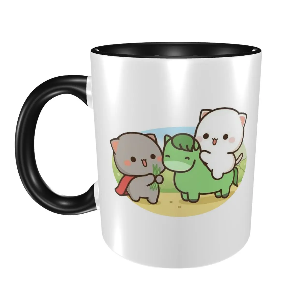 

Кружка Peach And Goma Mochi Adventure Cats And Friends In The Meadows, забавная керамическая кружка для кофе, чая, молока, подарок