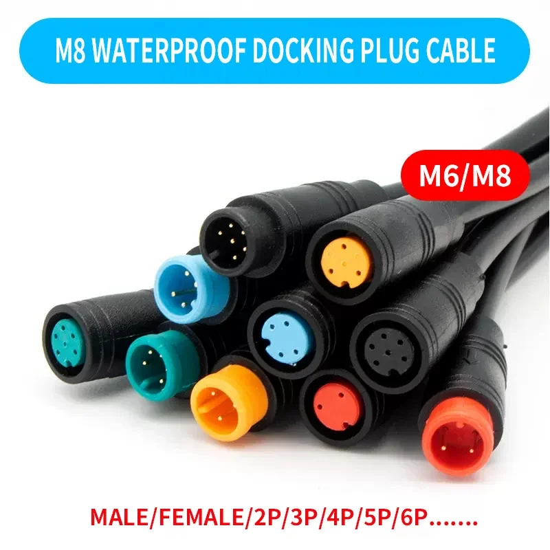 5/10/100 Set M6 M8 2 3 4 5 6 Pin Julet 4pin Ebike Electric Butt Plug Connector Wiring Line Brake Cable Pluger Signal Sensor 20CM