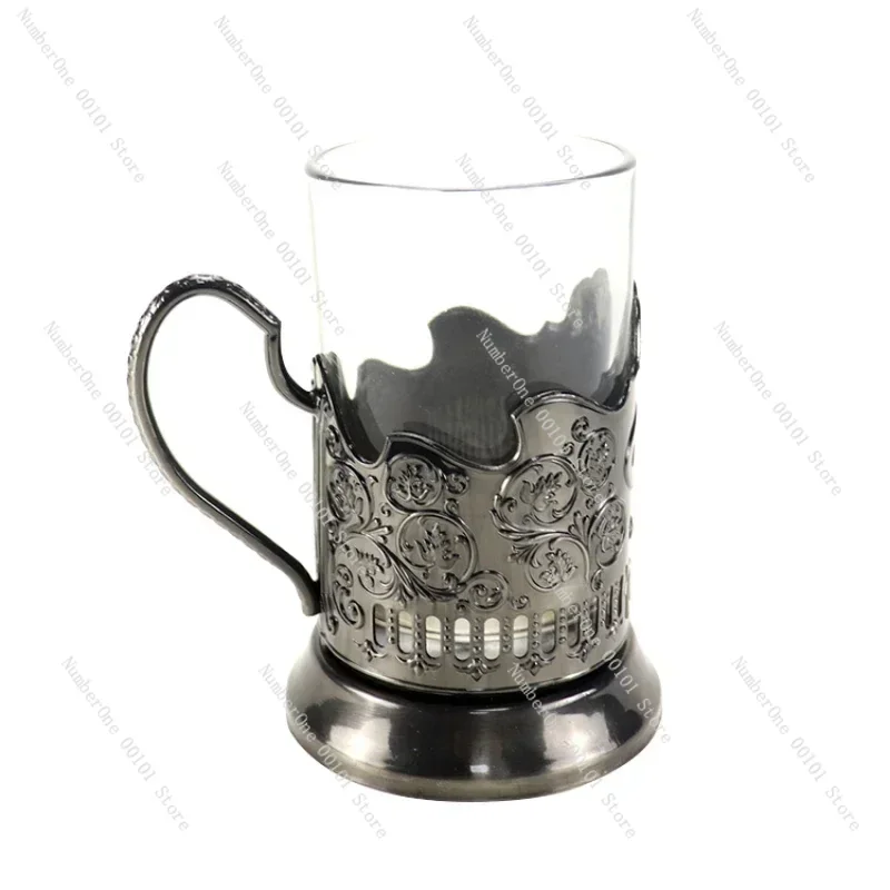 Sell Custom logo old-fashioned podstakannik russian drinking hot tea glass metal cup holder folk crafts