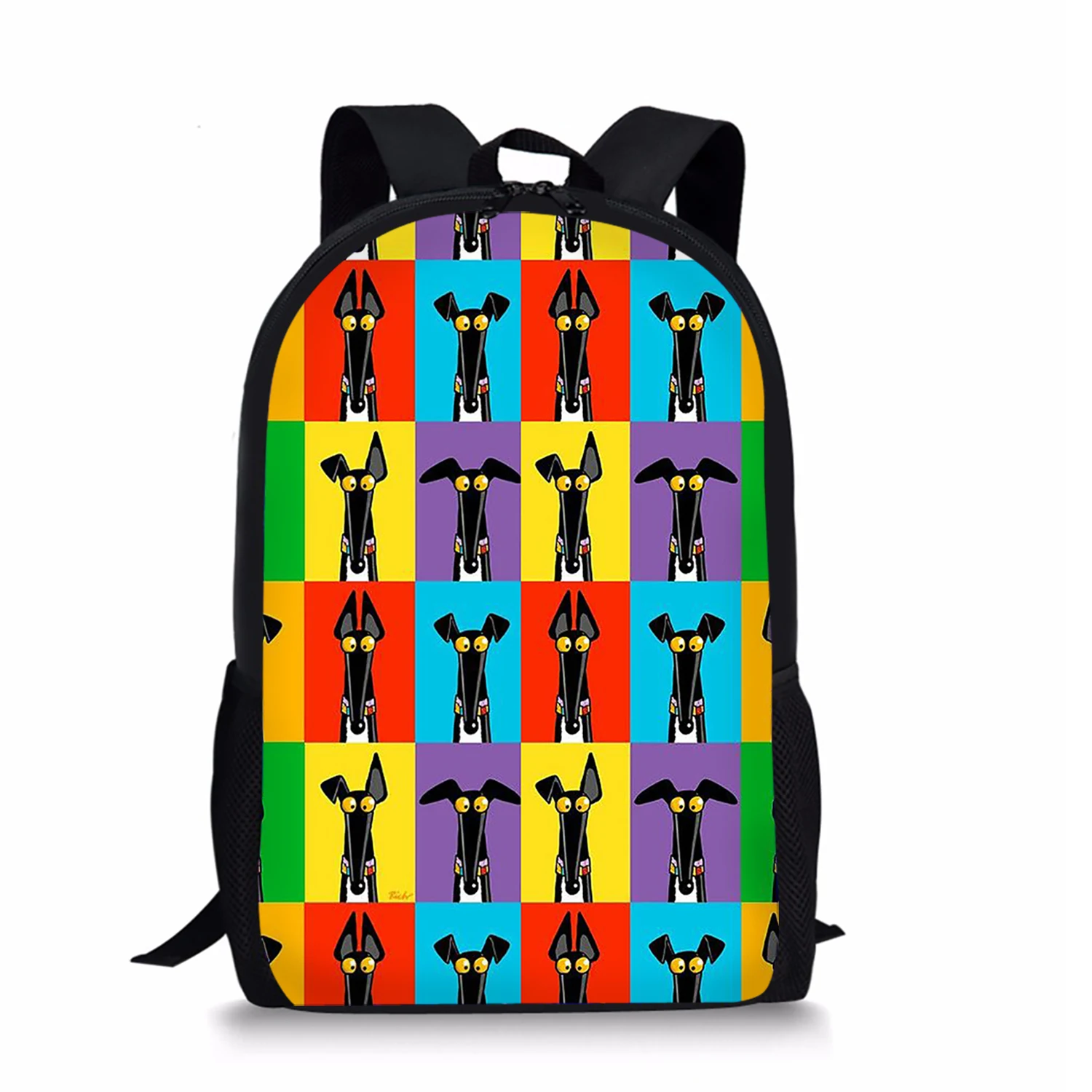 Mochila con estampado de galgo de dibujos animados para adolescentes, morral informal diario para niños y niñas, bolsa de libros para estudiantes,