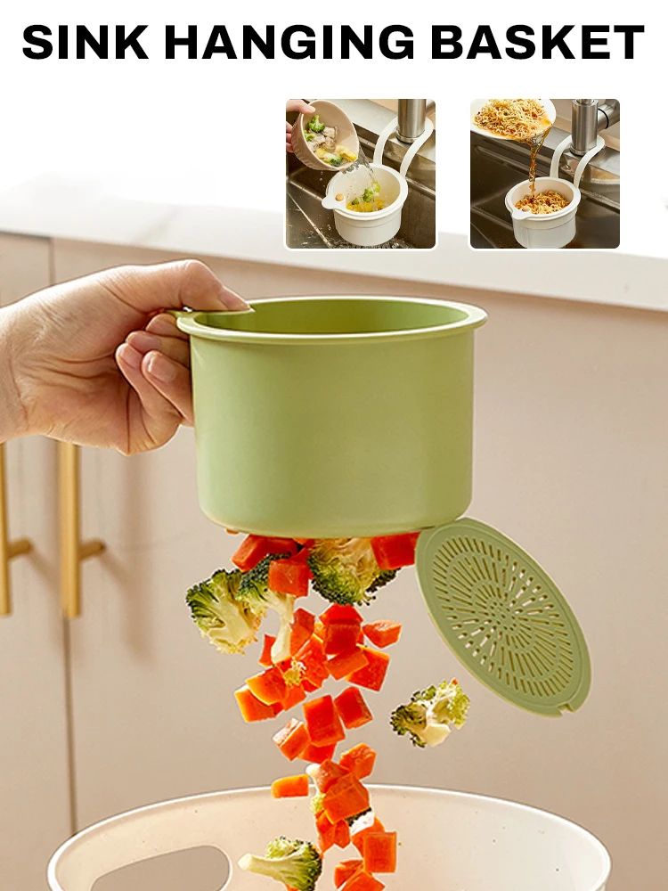 1PC Creative Sink Hanging Strainer Basket Openable Bottom Cover Quickly Drain Kitchen Garbage Filter Multifunctional Detachable image 3