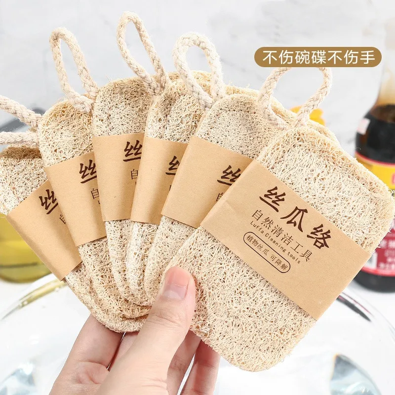 1Pcs Natural Luffa Dish Washing Cloth Sponge Loofah Scrub Pad Dish Pot Easy To Clean Scrubber Sponge Kitchen Clean Brushes Pad