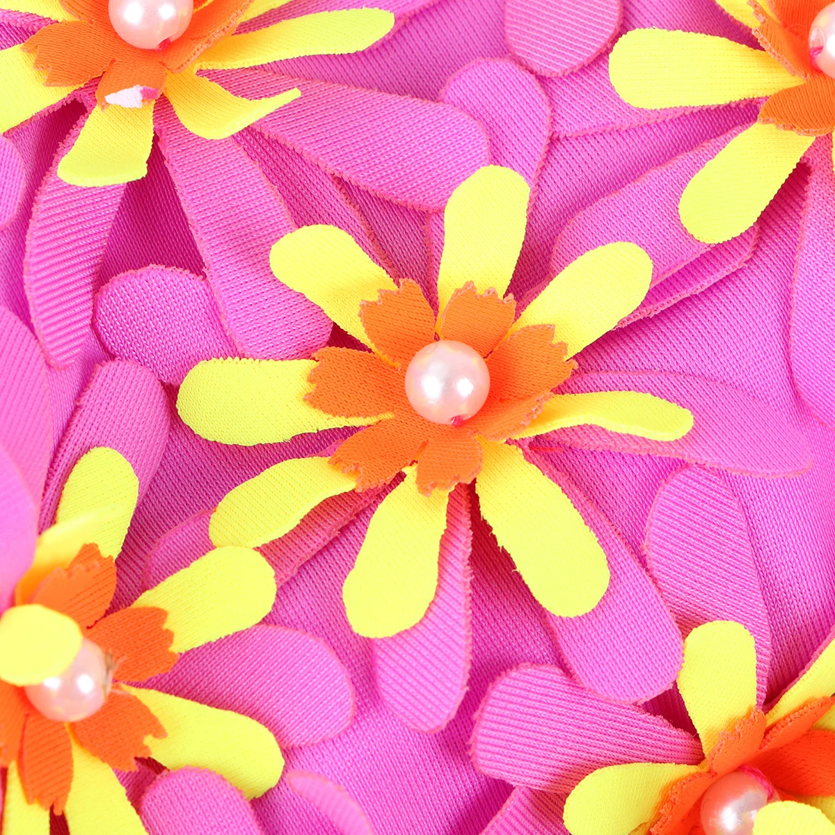 

Women Adult Swimming Cap Purple Premium Floral Pearl 3D Flower Design Ear Protection Free Size Pool Beach Bathing Hat