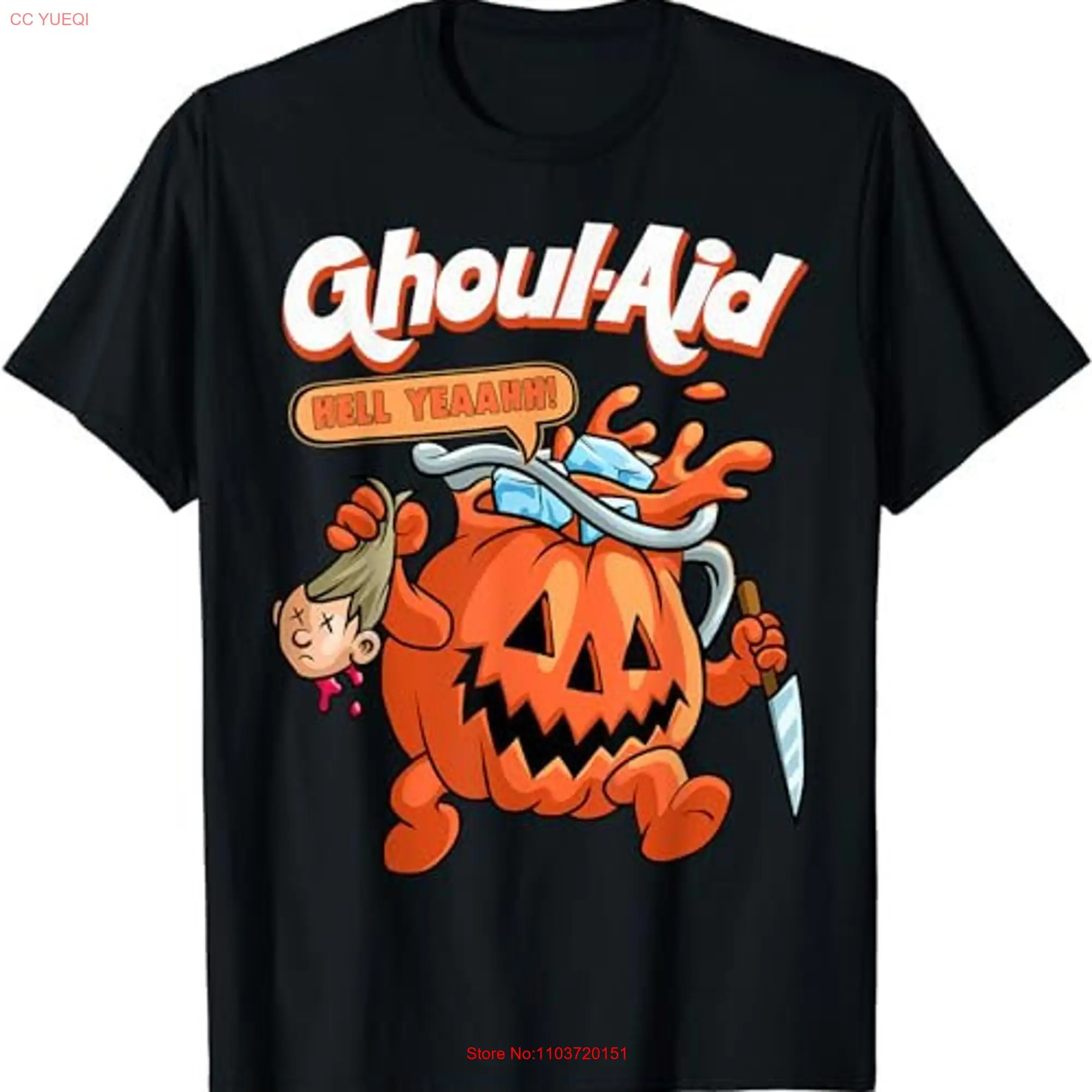 Крутая забавная футболка с изображением вурдалака и тыквы для Хэллоуина, с длинным или коротким рукавом, 35586