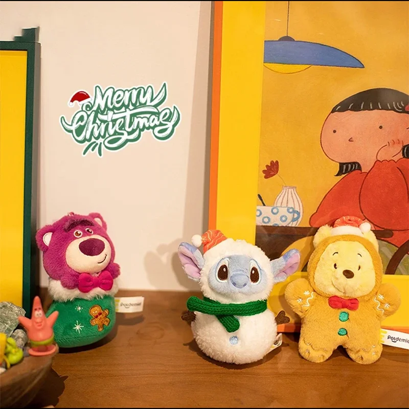 Porte-clés en peluche Disney Stitch Lotso, figurine de dessin animé ourson, accessoires de sac à dos, jouets pour enfants, poupées, cadeaux d'anniversaire pour filles