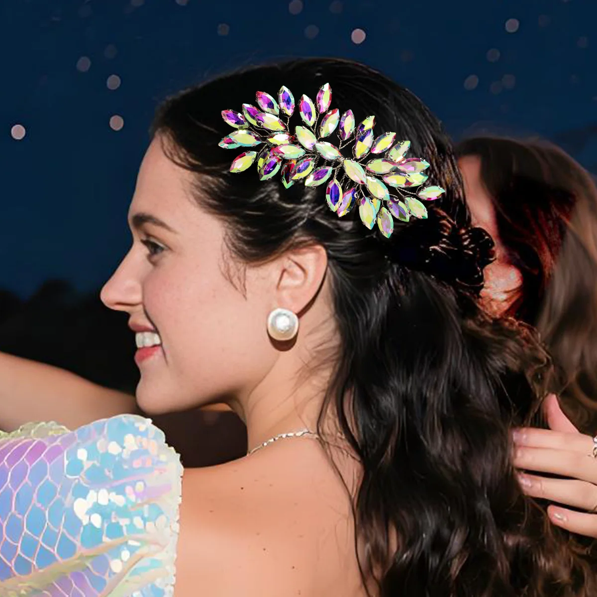 Koreanische AB Bunte Strass Haar Kamm Bräute Hochzeit Luxus Haar Clip Kopfschmuck Party Exquisite Haarnadel Für Frauen Als Geschenke