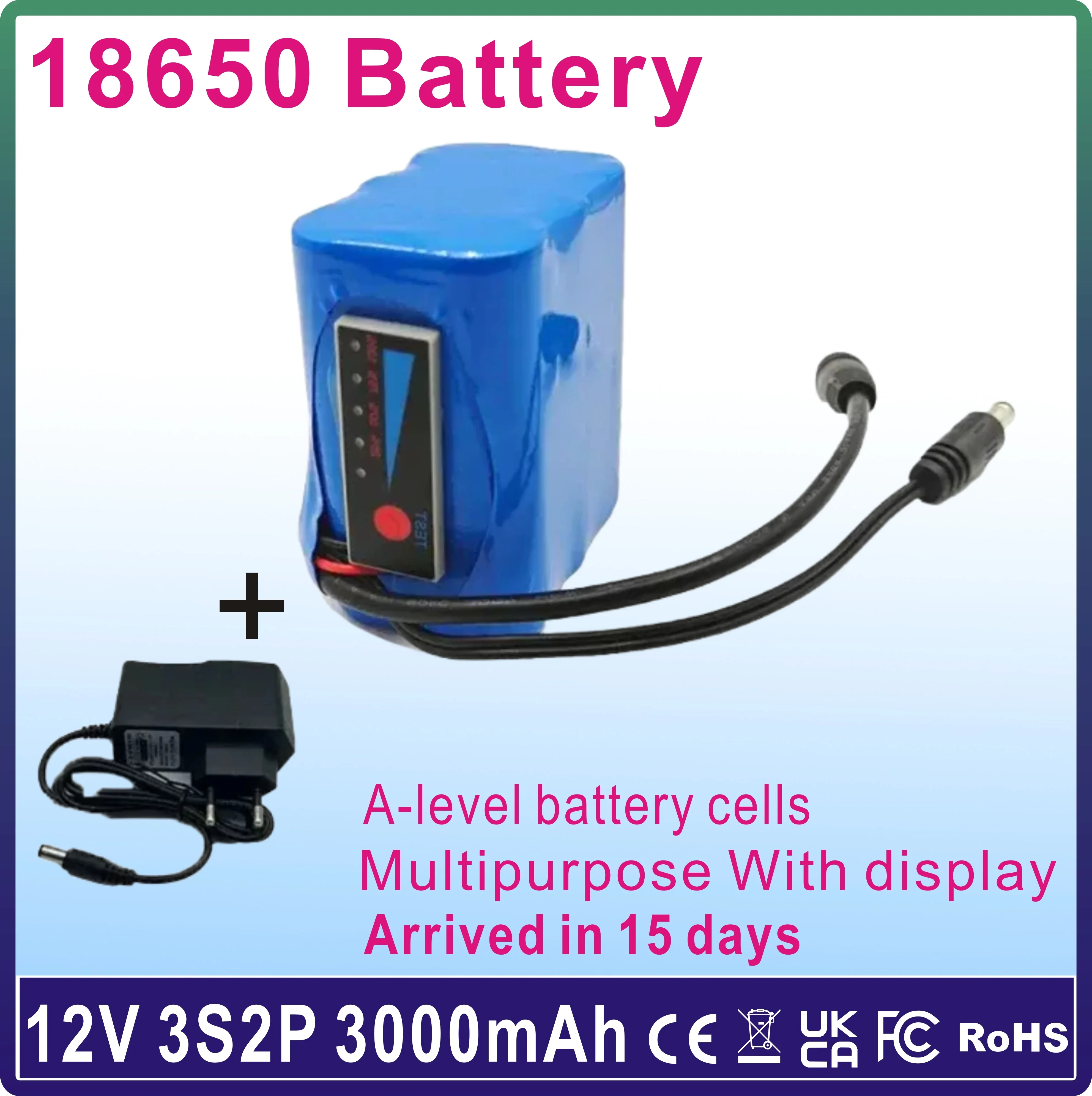 2025 new DC 12V 3000mAh 18650 3S2P batería recargable de iones de litio altavoz linterna cámara GPS reflector Kit portátil