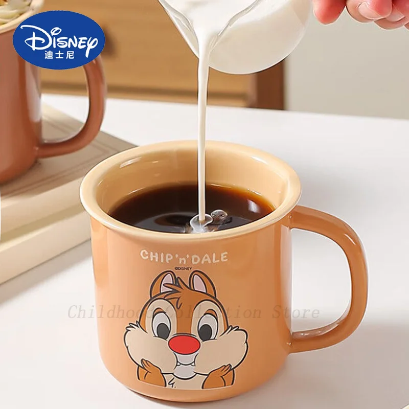 Kawaii Disney Chip An' Dale Action Figure Toys Anime Squirrel Ceramic Mug Cute Dale Milk Coffee Cup Birthday Gifts For Children