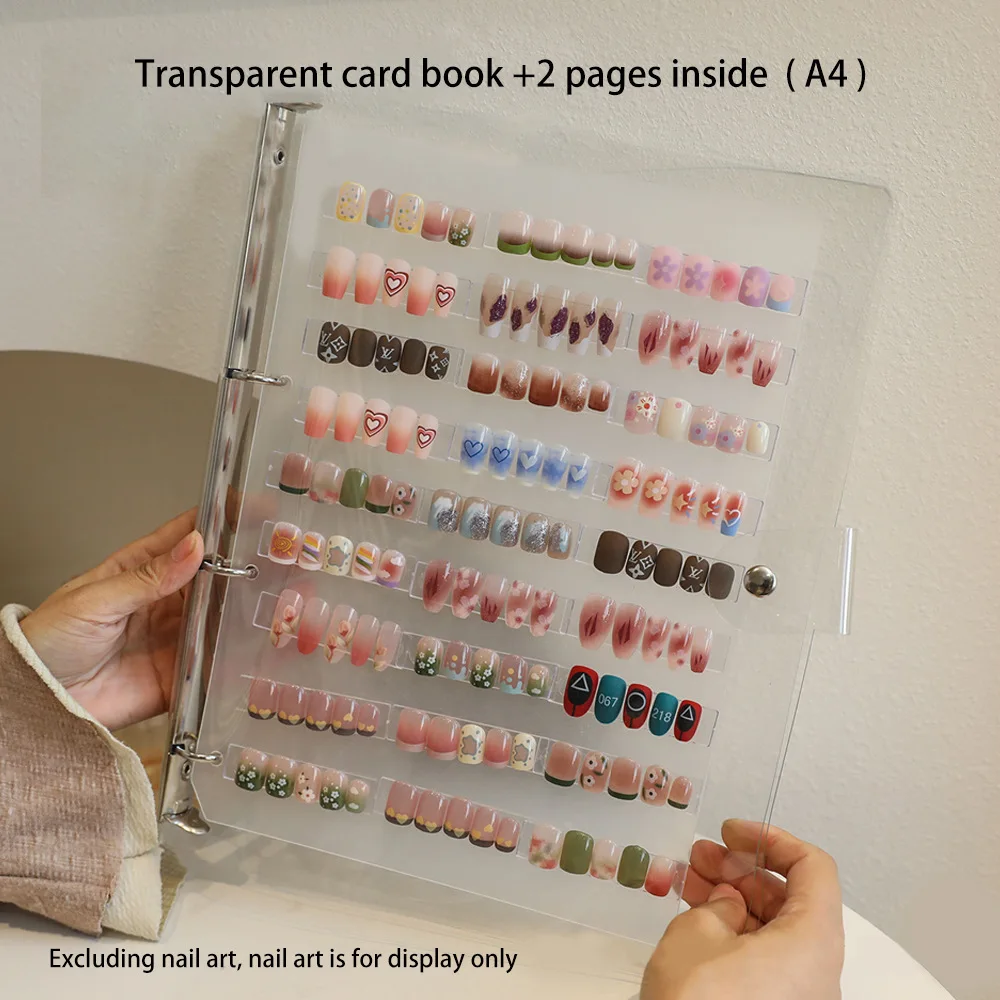New Transparent Nail Art Piece Storage Book Large Capacity Multiple Size Nails Sample Display Tool Portable PVC Storage Booklet