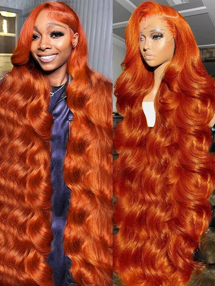 

Рыжий Оранжевый 13X6 HD Парики Фронта Шнурка Человеческих Волос Предварительно Сорванные Объемные Волны 13x4 Прозрачные HD Парики Фронта Шнурка Для Чернокожих Женщин