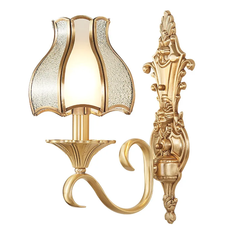 

European all-copper wall lamp living room background led bedroom bedside American minimalist creativity