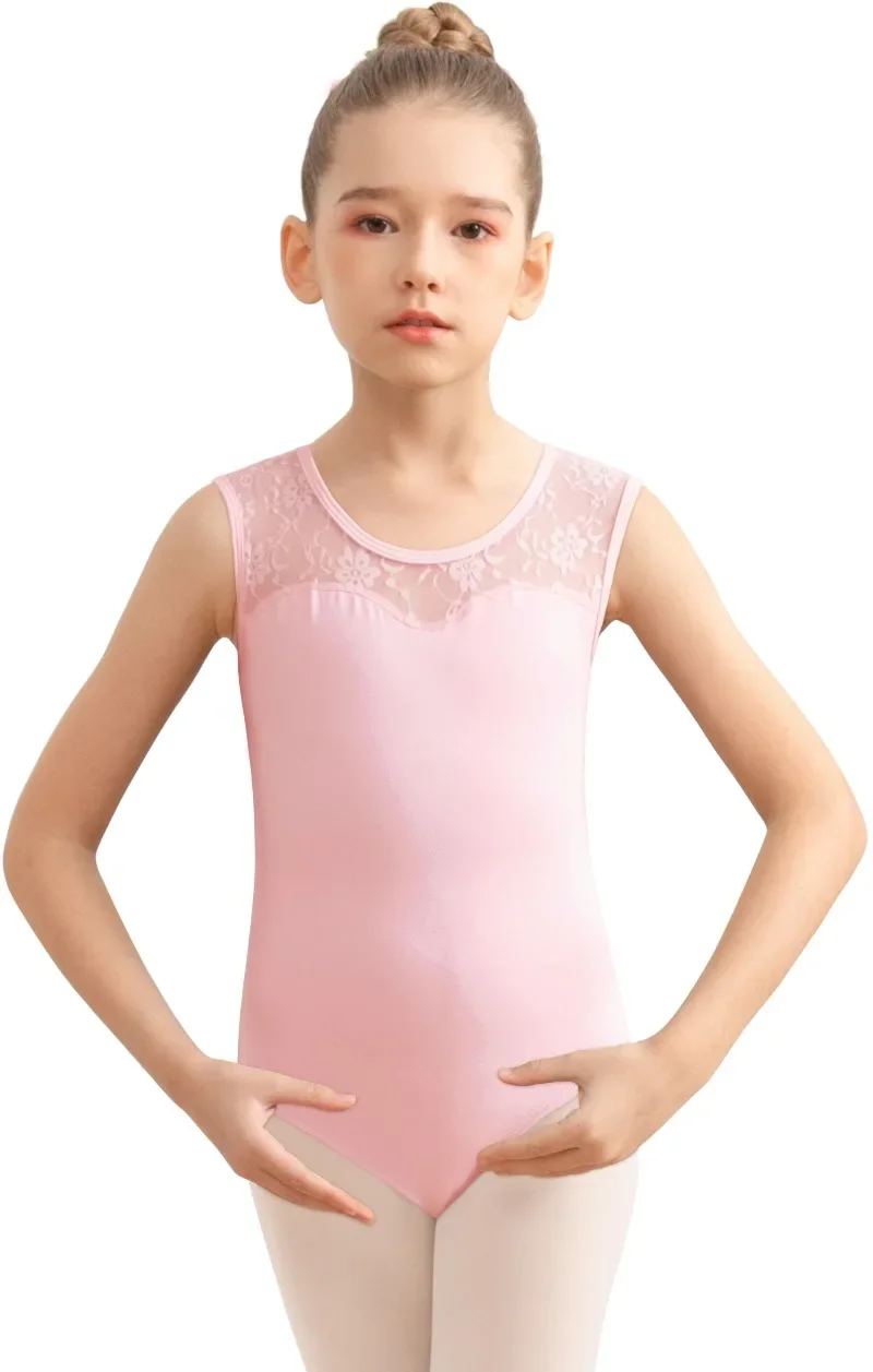 Body da balletto con maniche ad aletta per ragazze, per bambini, con schiena cava/da forma di goccia d'acqua, abiti da ginnastica per spettacoli di danza e ginnastica