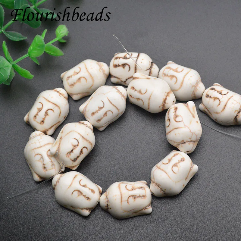 20x30mm White color Howlite Magnesite Guanyin Buddha Head Stone Beads 5 strands per lot