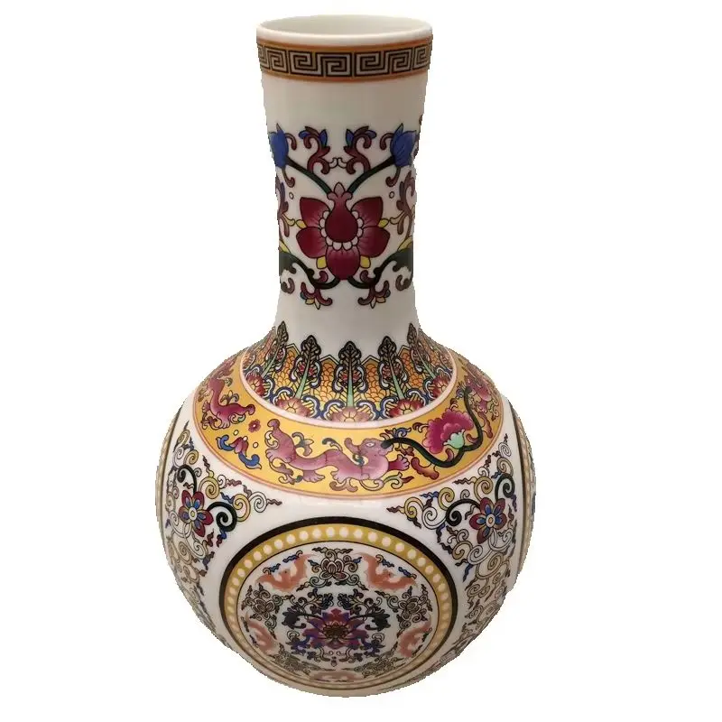 China Old Collection Porcelain Vase White Enamel with Intertwined Lotus Patterns And Sky Balls Vase Decorative Flower Home Decor