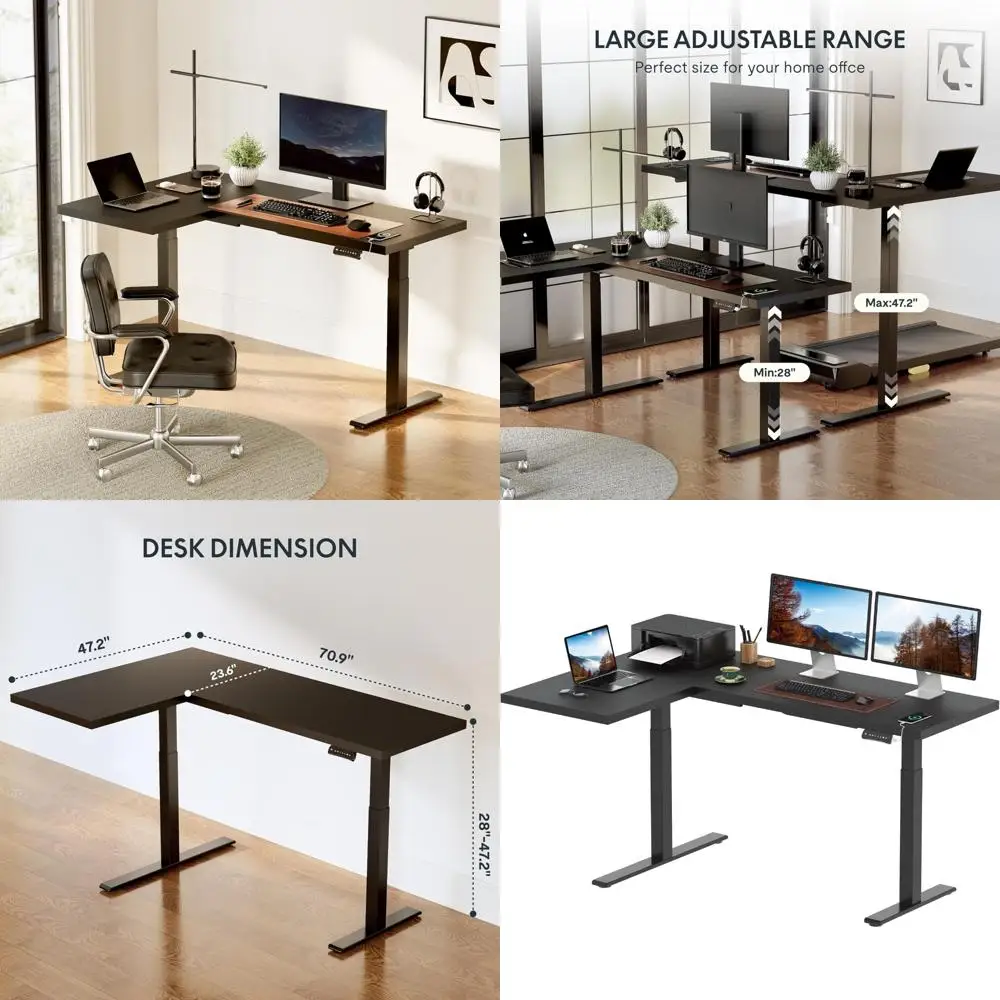 

Corner Standing Desk with Dual Motors, Adjustable Height for Gaming and Home Office Use