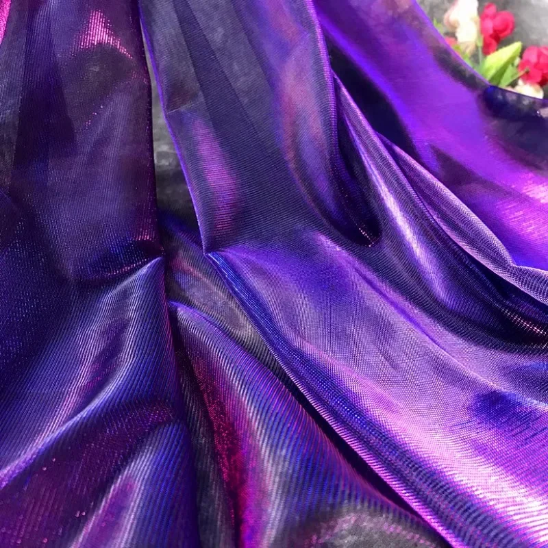 Glass Purple Blue Gradient Mesh Designer Fabric Star River Skirt Clothing DIY Colorful Light Clothing Fabric