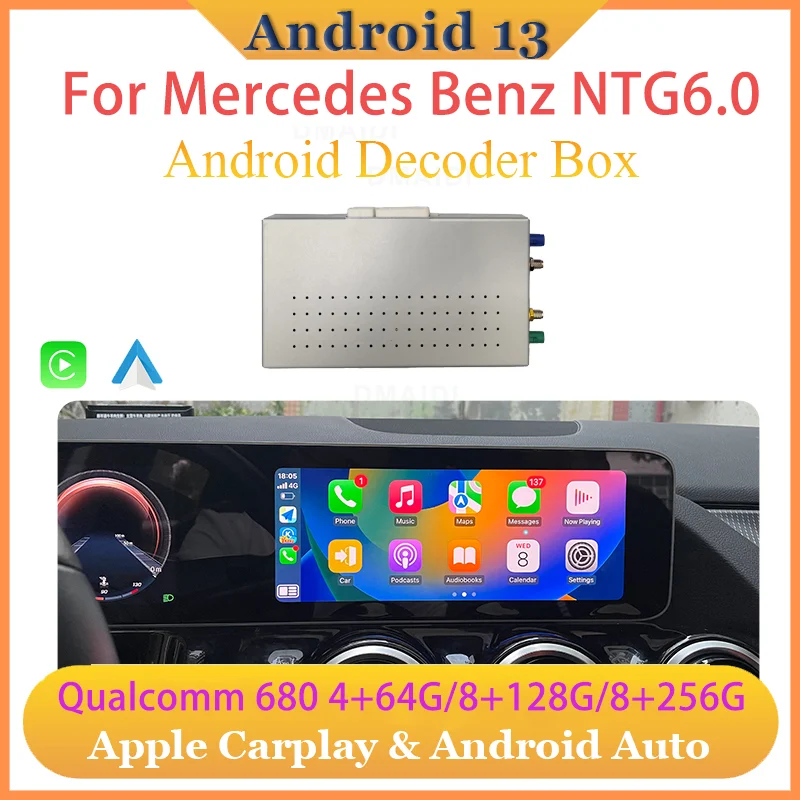 Android 13 Qualcomm 680 android Decoder Box Upgrade Wireless CarPlay For Mercedes Benz 2019-2023 NTG 6.0 GPS 4G Google Map