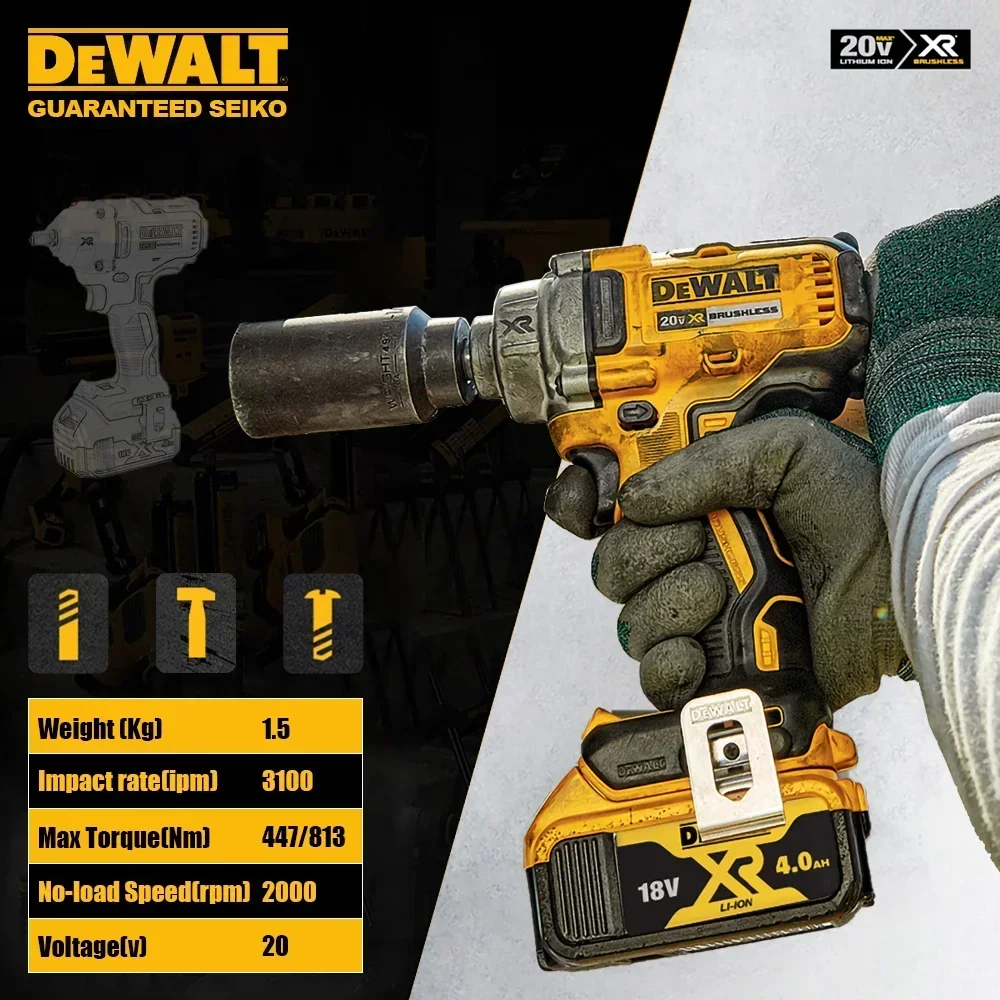 Dewalt Heavy Duty DCF894 Cordless Impact Wrench Brushless 20v Fasten 447Nm Reverse 813Nm 2000rpm 3100ipm 3 Modes Universal 18v