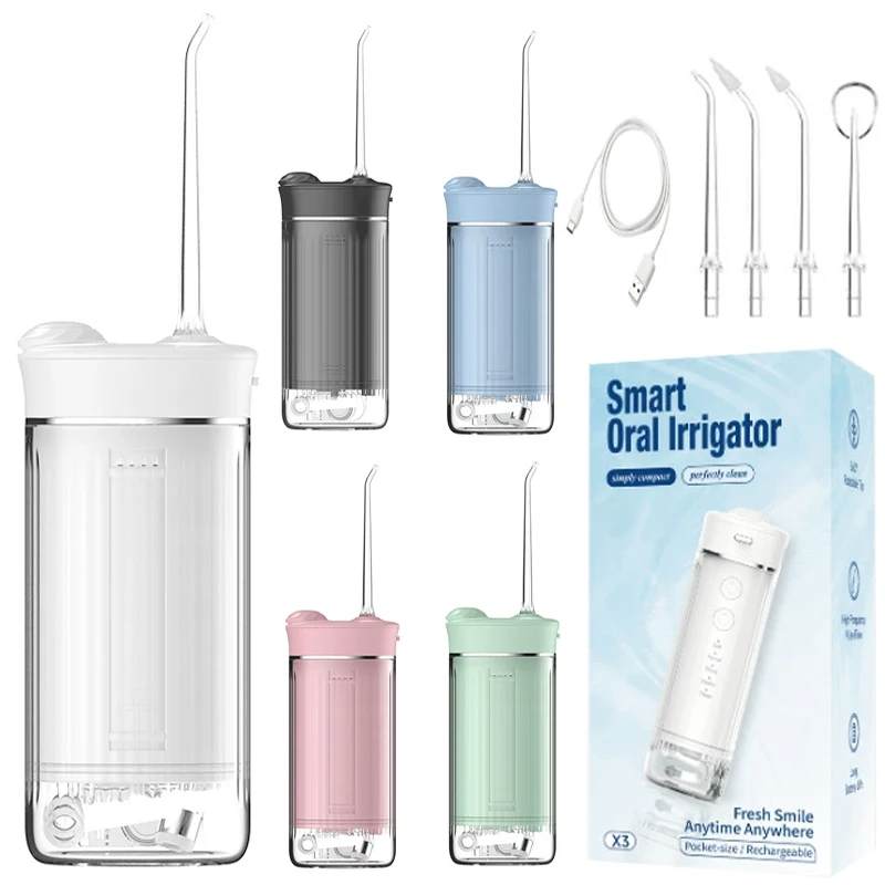 Portable Dental Irrigator Telescopic Electric Water Flosser Dental Pulse Dental Cleaner USB Charging 230ML Capacity with UV Mode