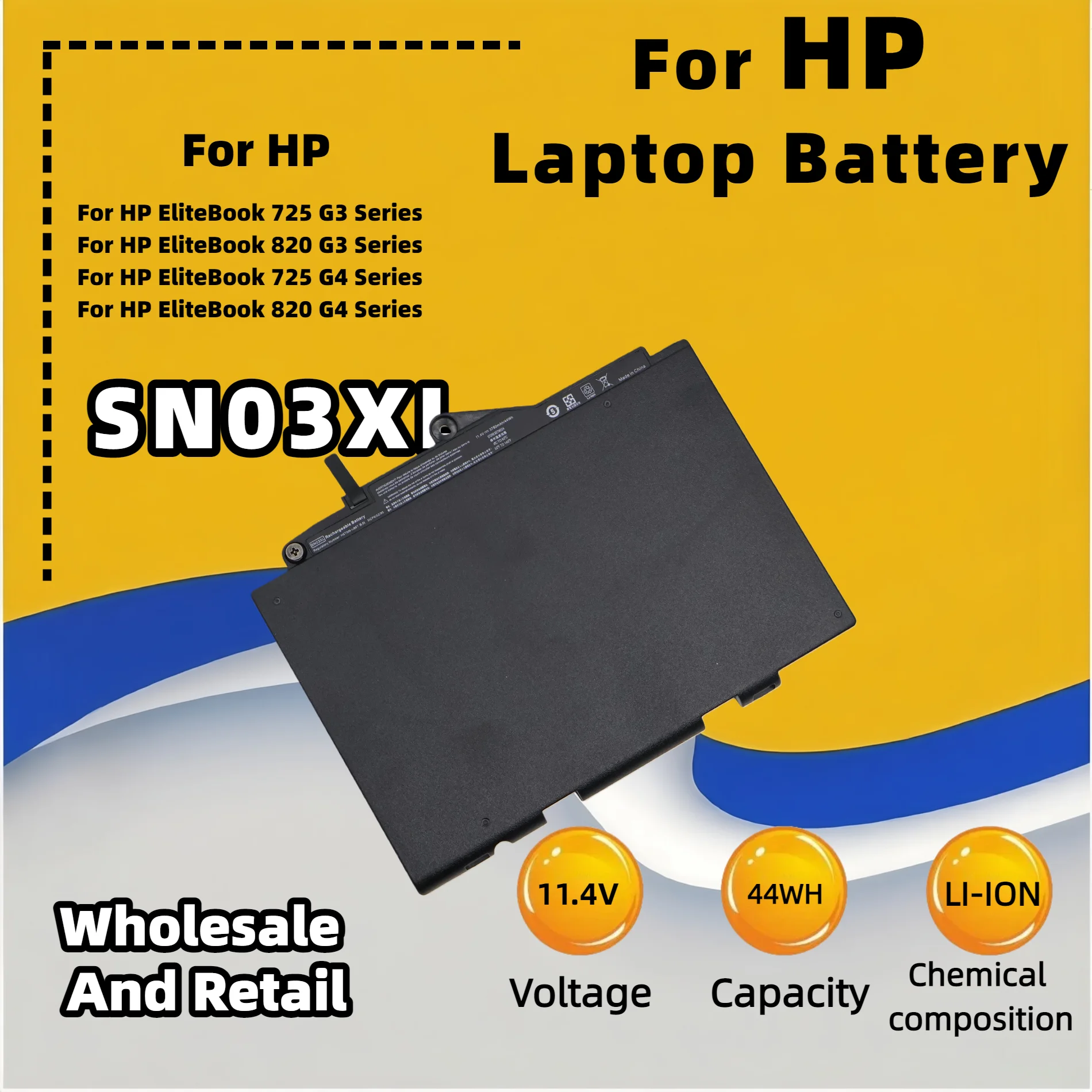 FRLESUI Battery SN03XL For HP EliteBook 820 G3 820 G4 725 G3 725 G4 Series 800514-001 800232-541 800232-271 SN03 Laptop Battery
