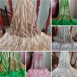 Feather Fabric French Nigerian African Fabric For Couture Sewing Appliques Wedding Evening Dress Prom Gown Clothing Decorations