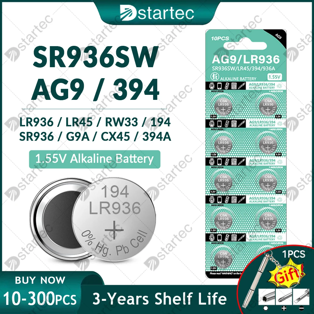 1,55 В LR936 AG9 194 394 LR45 394A G9A SR936 Батарейки-таблетки для часов, игрушек, пульт дистанционного управления L936F SR936SW AG 9, щелочная батарея с монетами