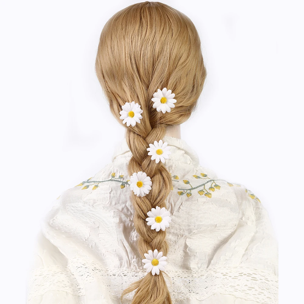 AWAYTR 6Pcs Sunflower Hair Clips Side Bangs Clip Cute Daisy Small Flower Hairpins Duckbill Hairpin Women Hair Accessories