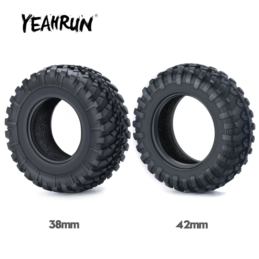 YEAHRUN 4Pcs/Set 38mm/42mm Beadlock Soft Rubber Tires Tyres for Kyosho Jimny 1/18 RC Crawler Car Truck Model Upgrade Parts