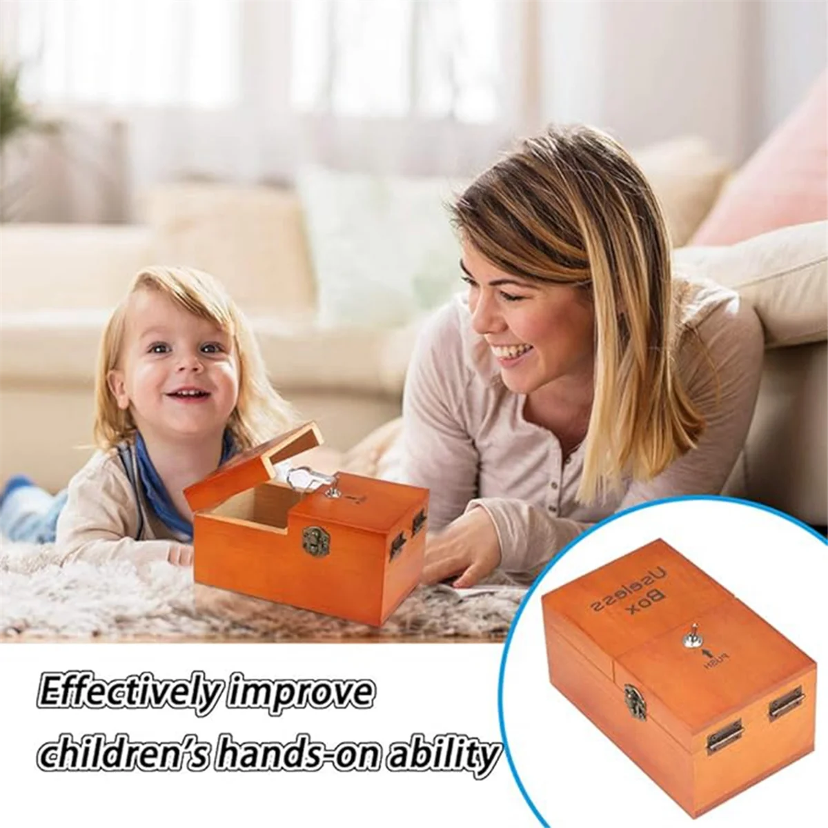 A Useless Box with Surprises Wooden Useless Box Fully Assembled Toy for Adults and Children Dark Wood Color