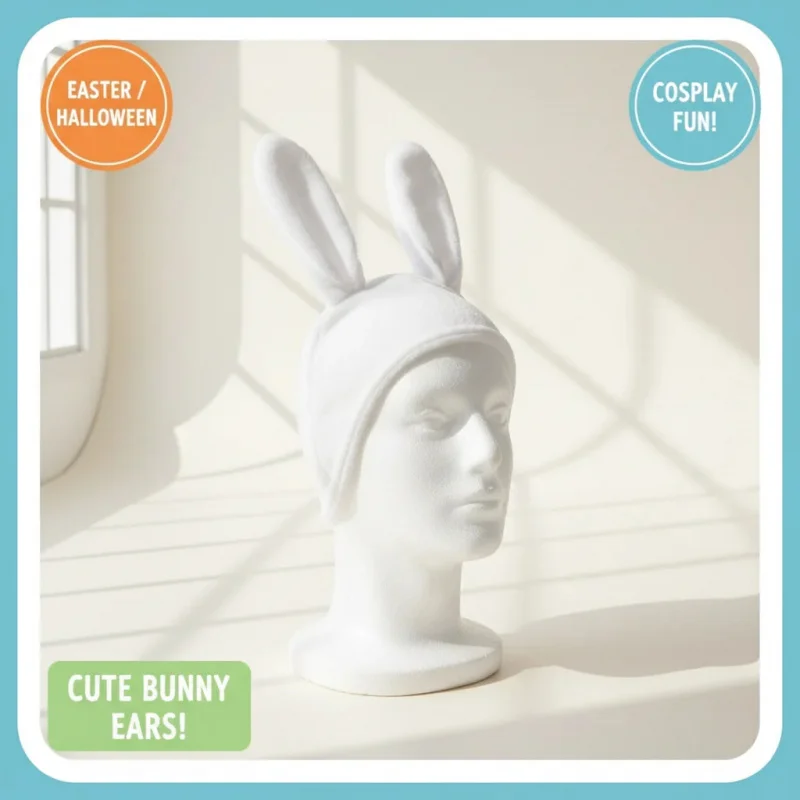 COSAnime Cosplay Finn Hat Backpack Cute White Bunny Ears Easter Costume Halloween Accessory view 2
