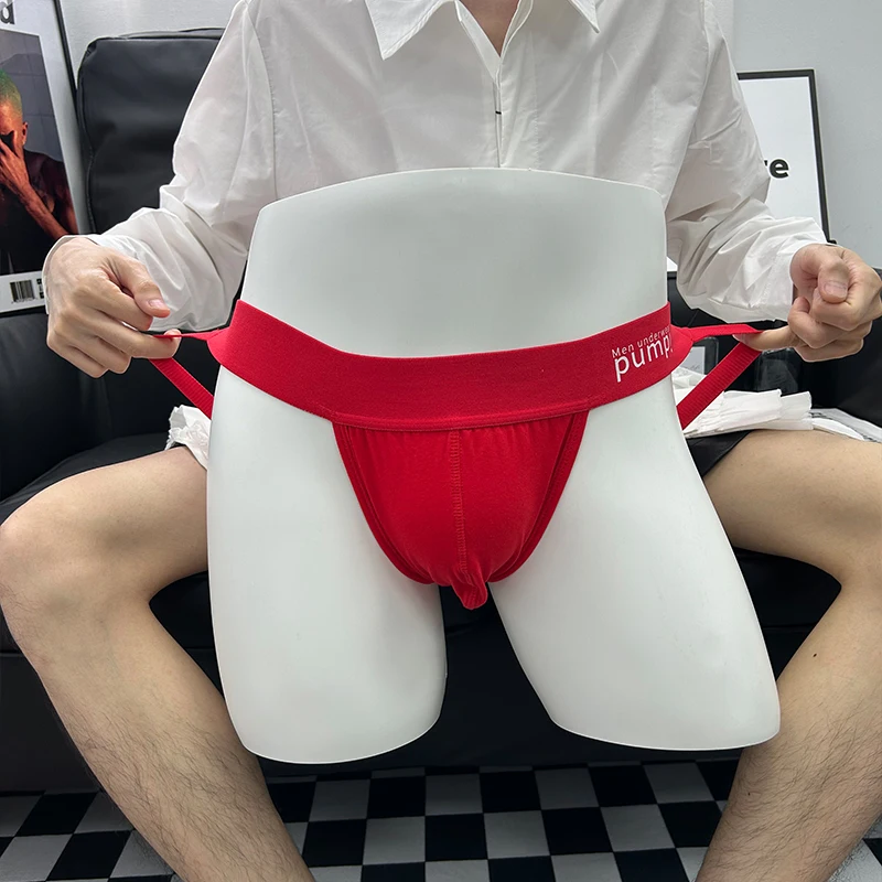 4Pcs Mixed Colors Men Sexy Thong Low Waist Men's Breathable Underwear Hip-lifting Cotton Jockstrap Sissy Underpants