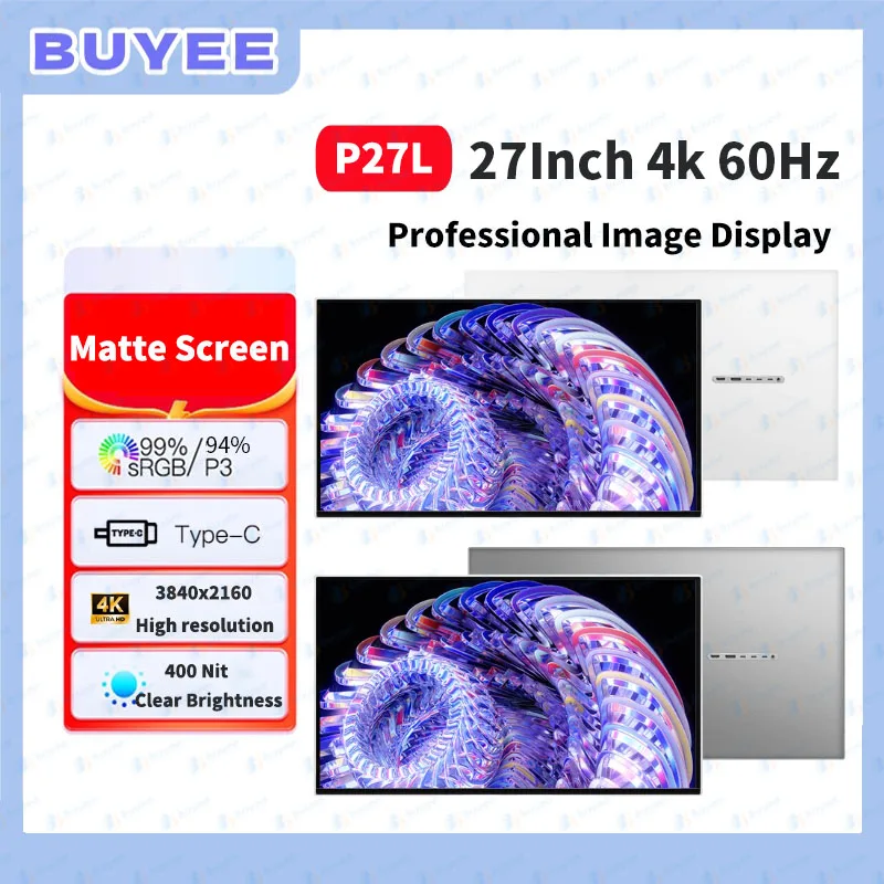 27' P27L 4K UHD Monitor 60Hz 3840x2160 IPS HDMI2.0 DP1.4 USB2.0 Matt Screen Type-C Aluminium Gaming Monitor with USB-C Interface