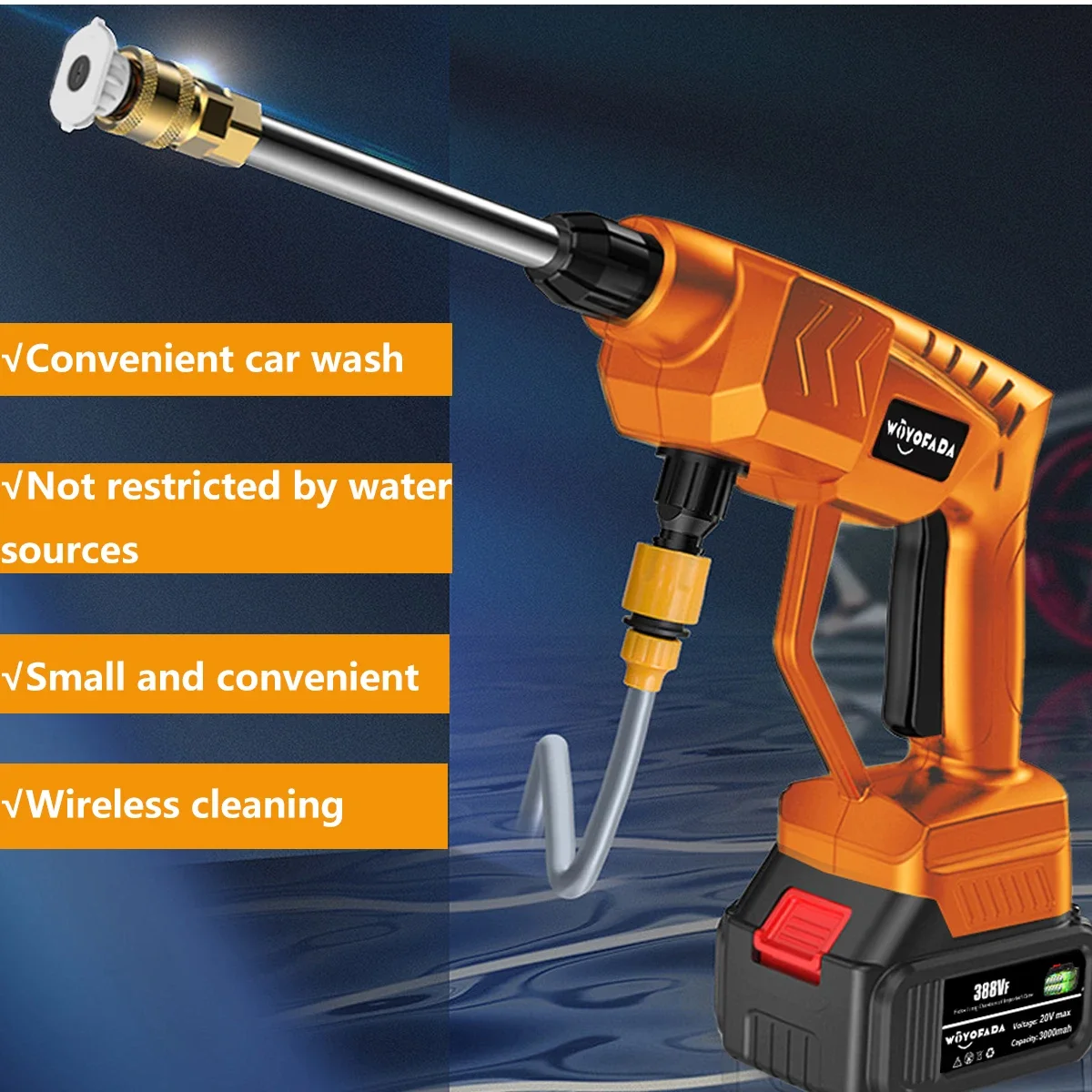 30Bar Wireless High Pressure Car Washer Cordless Car Wash Pressure Cleaner Cleaning Machine Water Pump For Makita 18V Battery