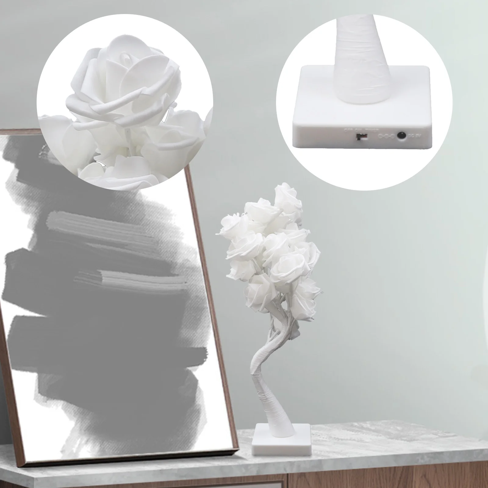 مادة البولي ايثيلين 10*10*45 سنتيمتر مصباح طاولة وردي مصدر ضوء LED ضوء دافئ مصدر طاقة مزدوج 0.26 كجم الوزن الإجمالي إضاءة زينة للمنزل #2