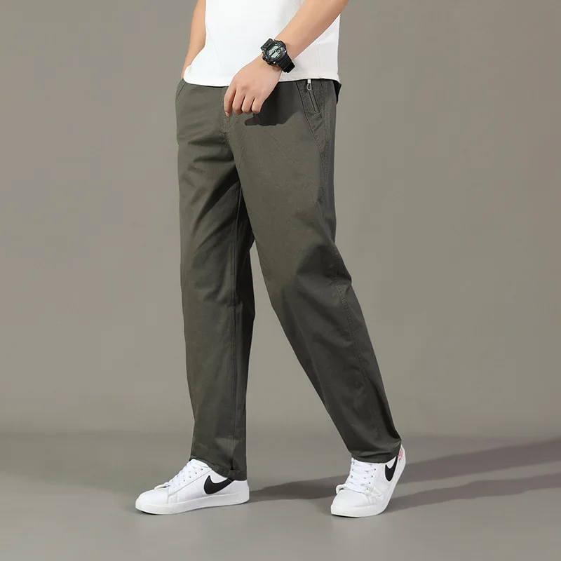 

Men's casual cotton spring and autumn loose large-sized middle-aged zipper sports hiking workwear pants